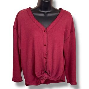 Y2K Small Victorias Secret Waffle Knit Long Sleeve Thermal Twist Knot Accent